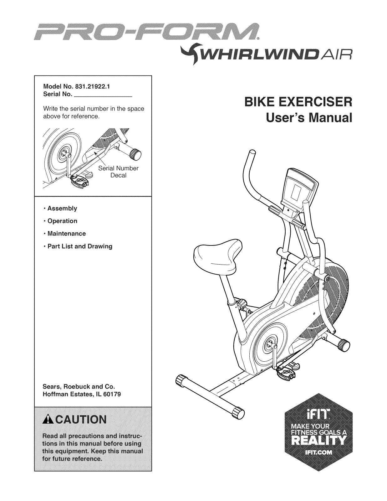 Proform 831219221 Owner’s Manual