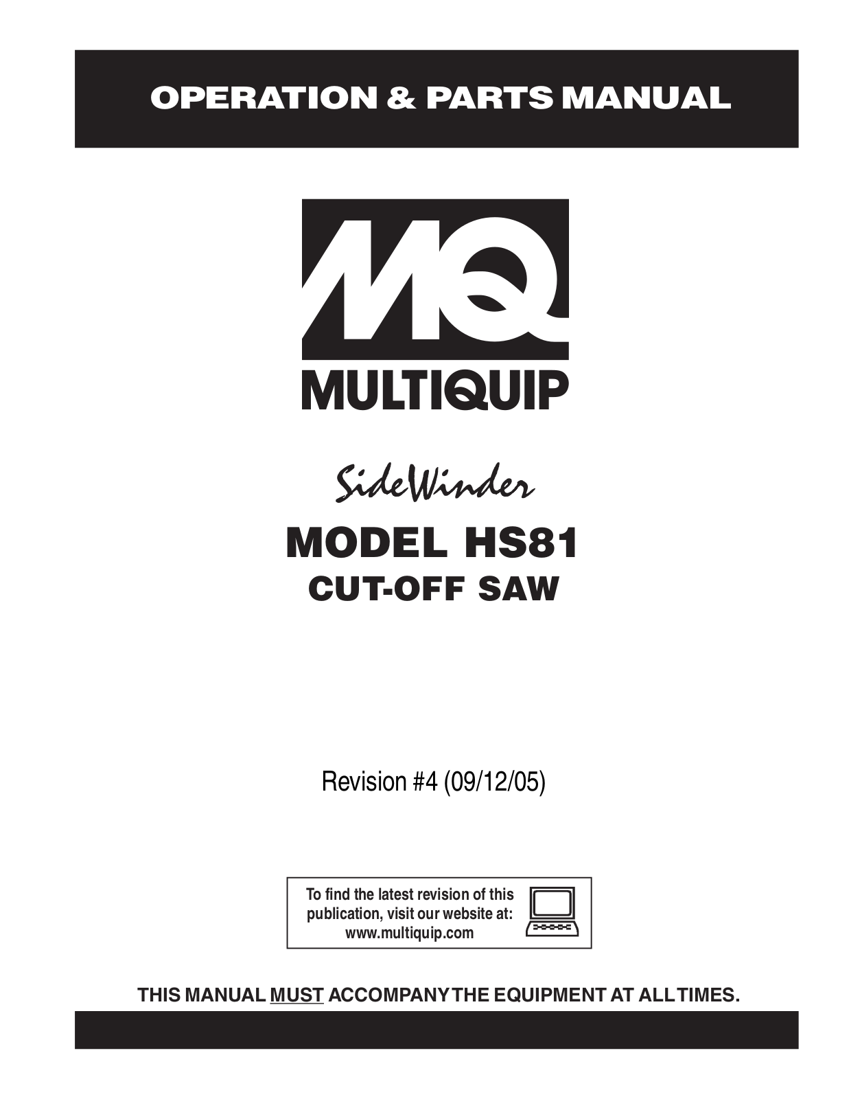 Multiquip HS81 User Manual