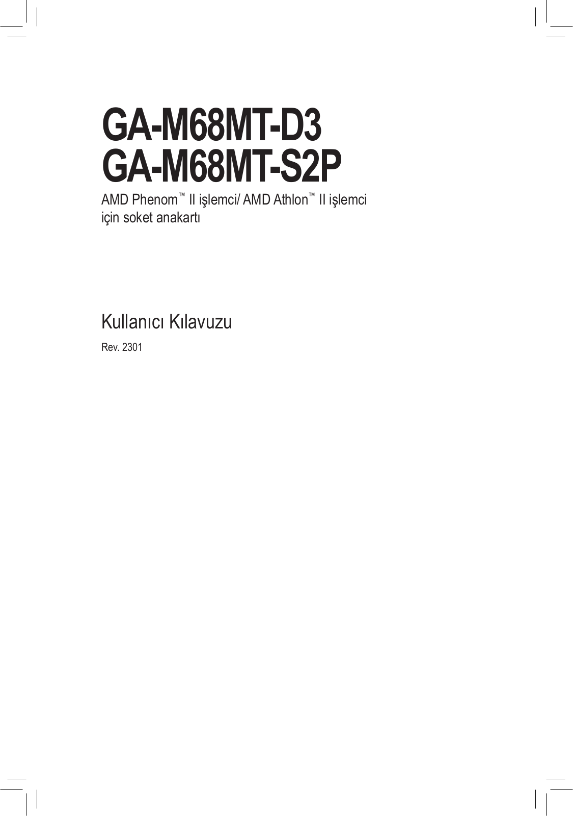 Gigabyte GA-M68MT-S2P, GA-M68MT-D3 User Manual