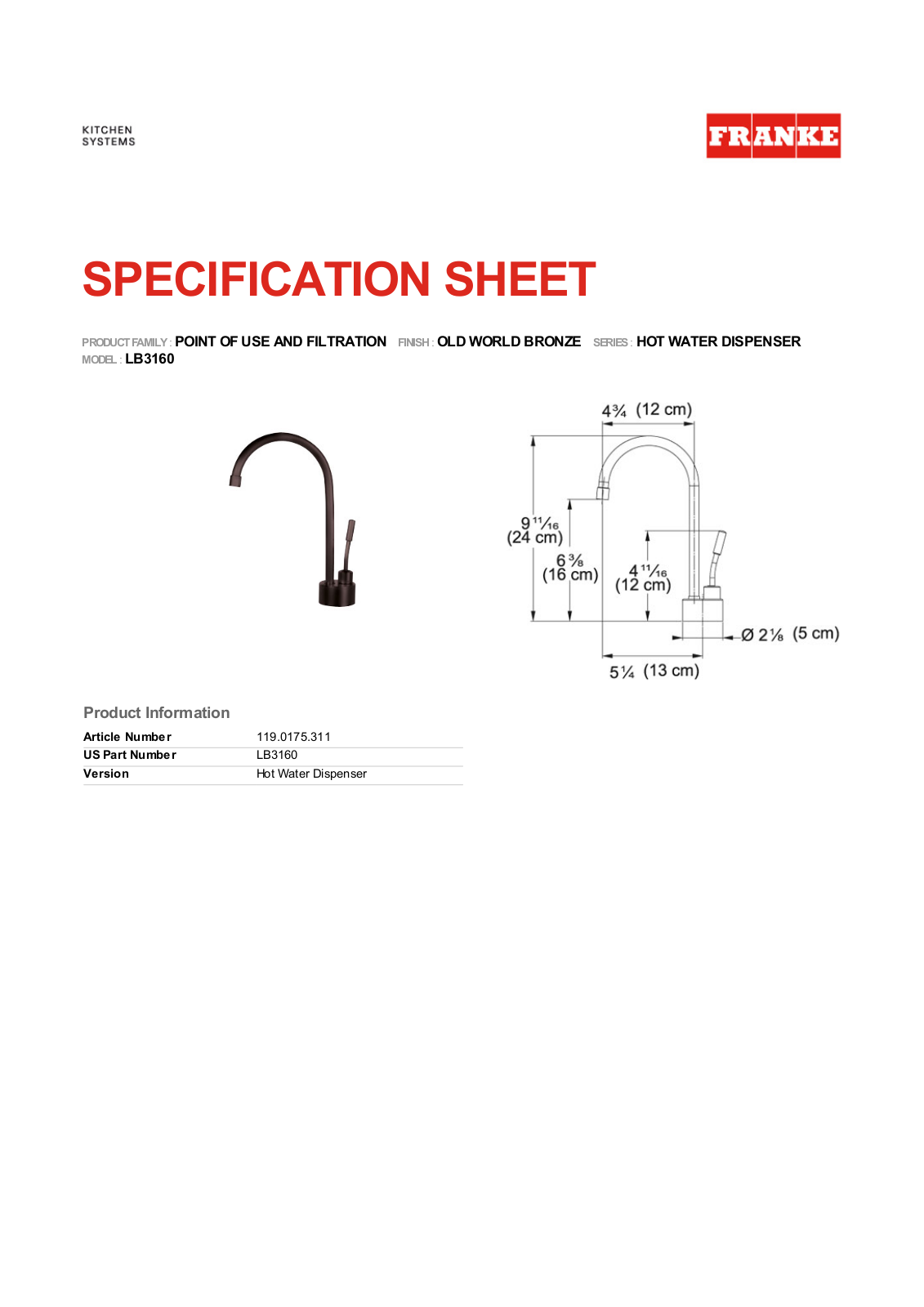 Franke Foodservice LB3160 User Manual