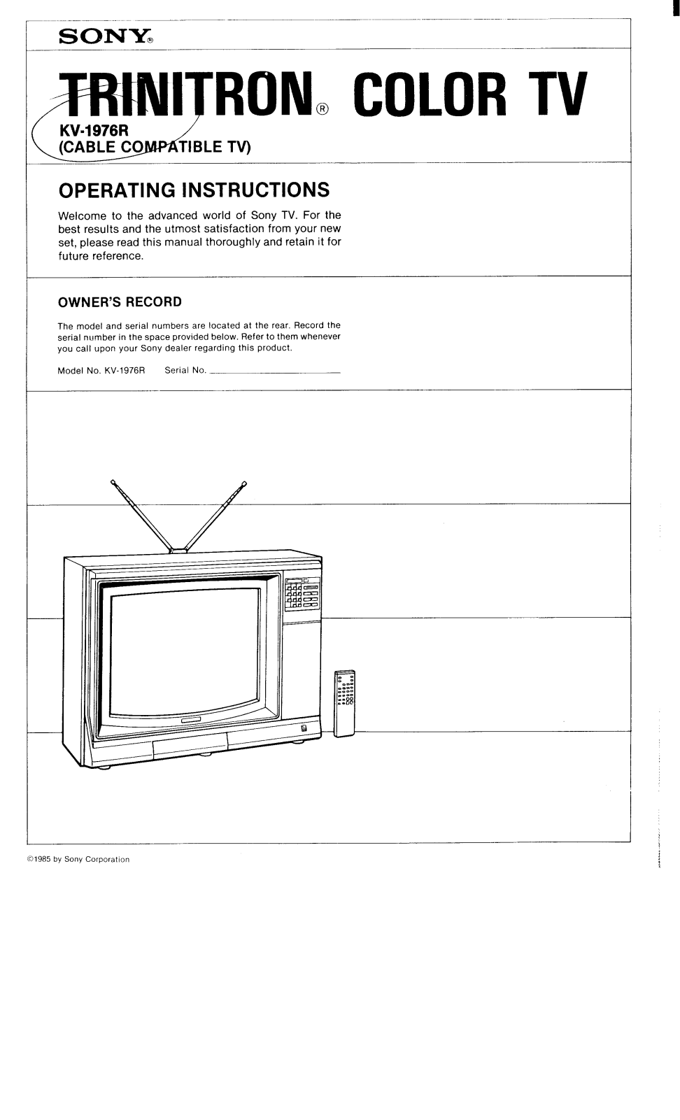 Sony KV-1976R Operating manual