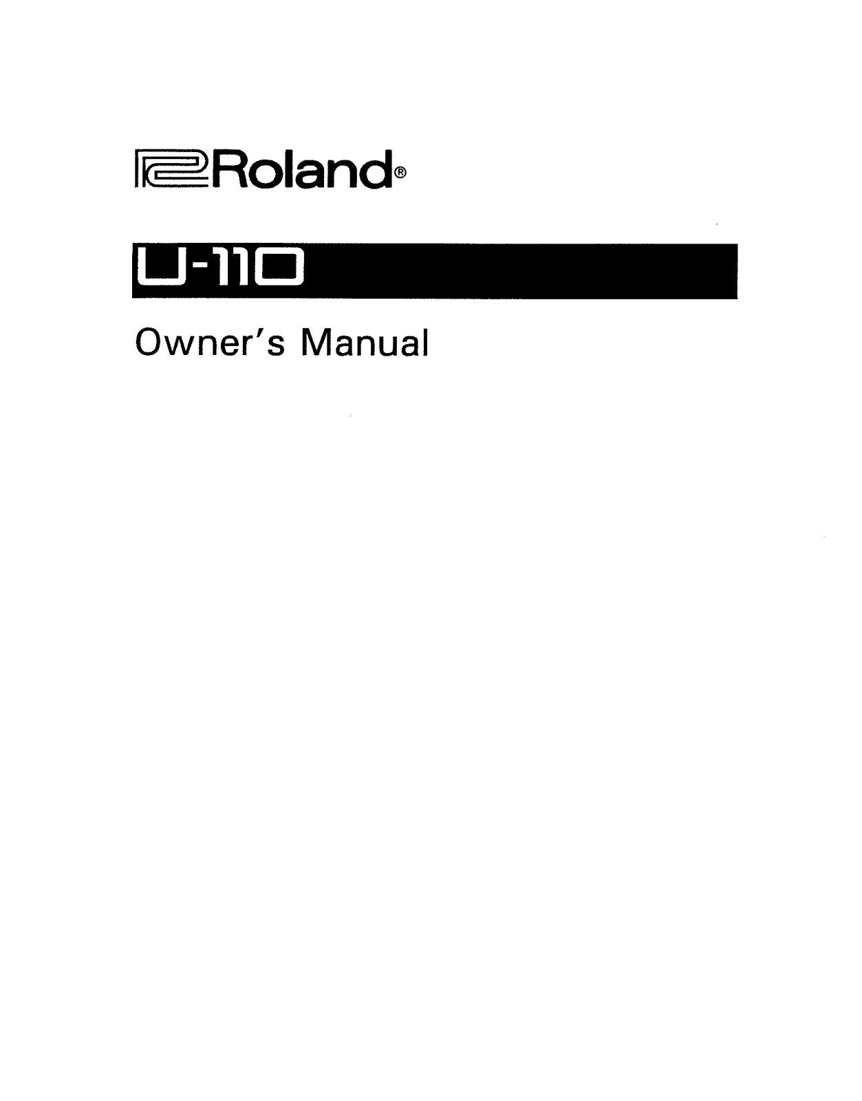 Roland Corporation U-110 Owner's Manual