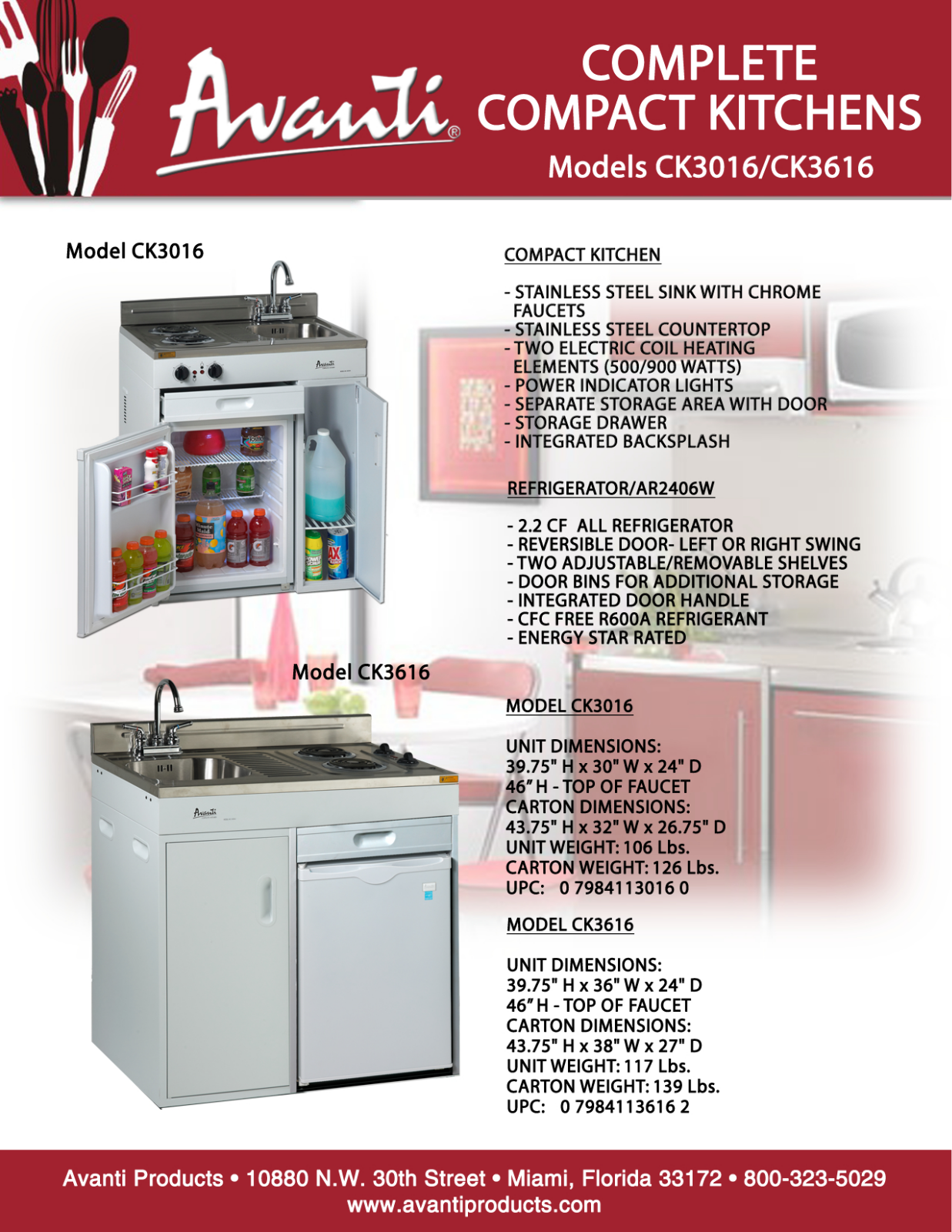 Avanti CK3016, CK3616 Catalog Page