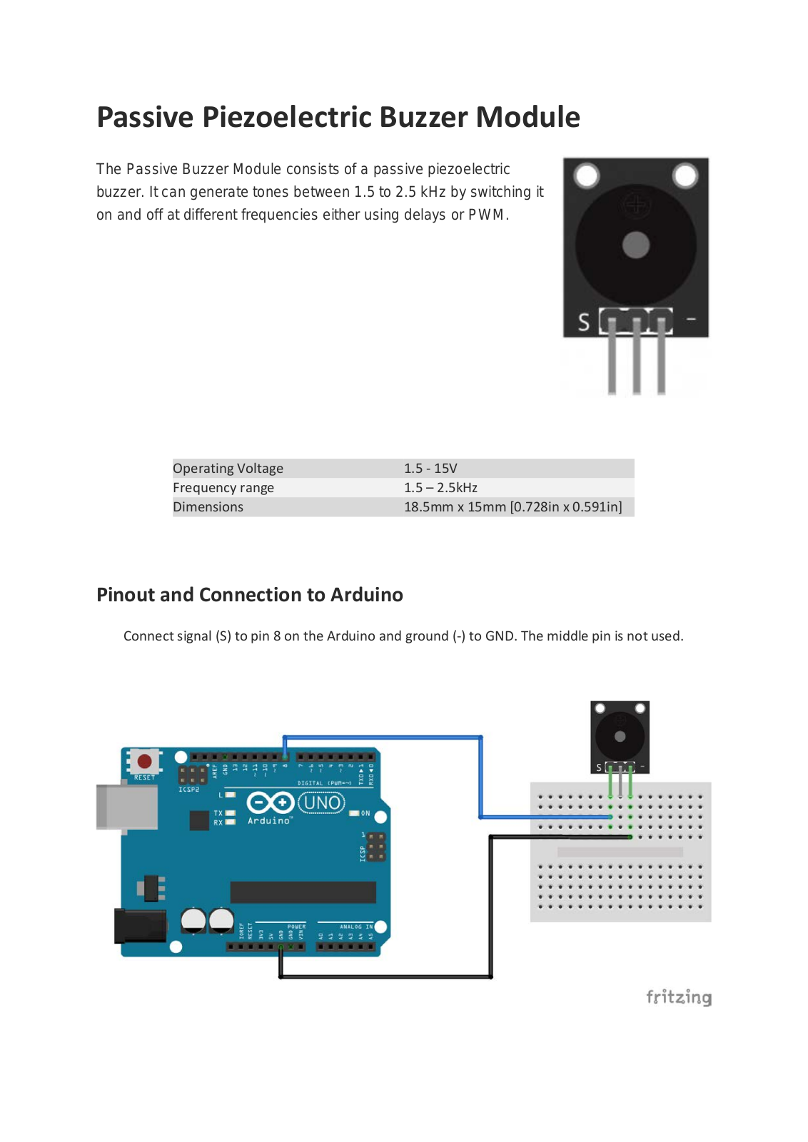 fritzing Passive Piezoelectric Buzzer Module User guide - ManualMachine.com