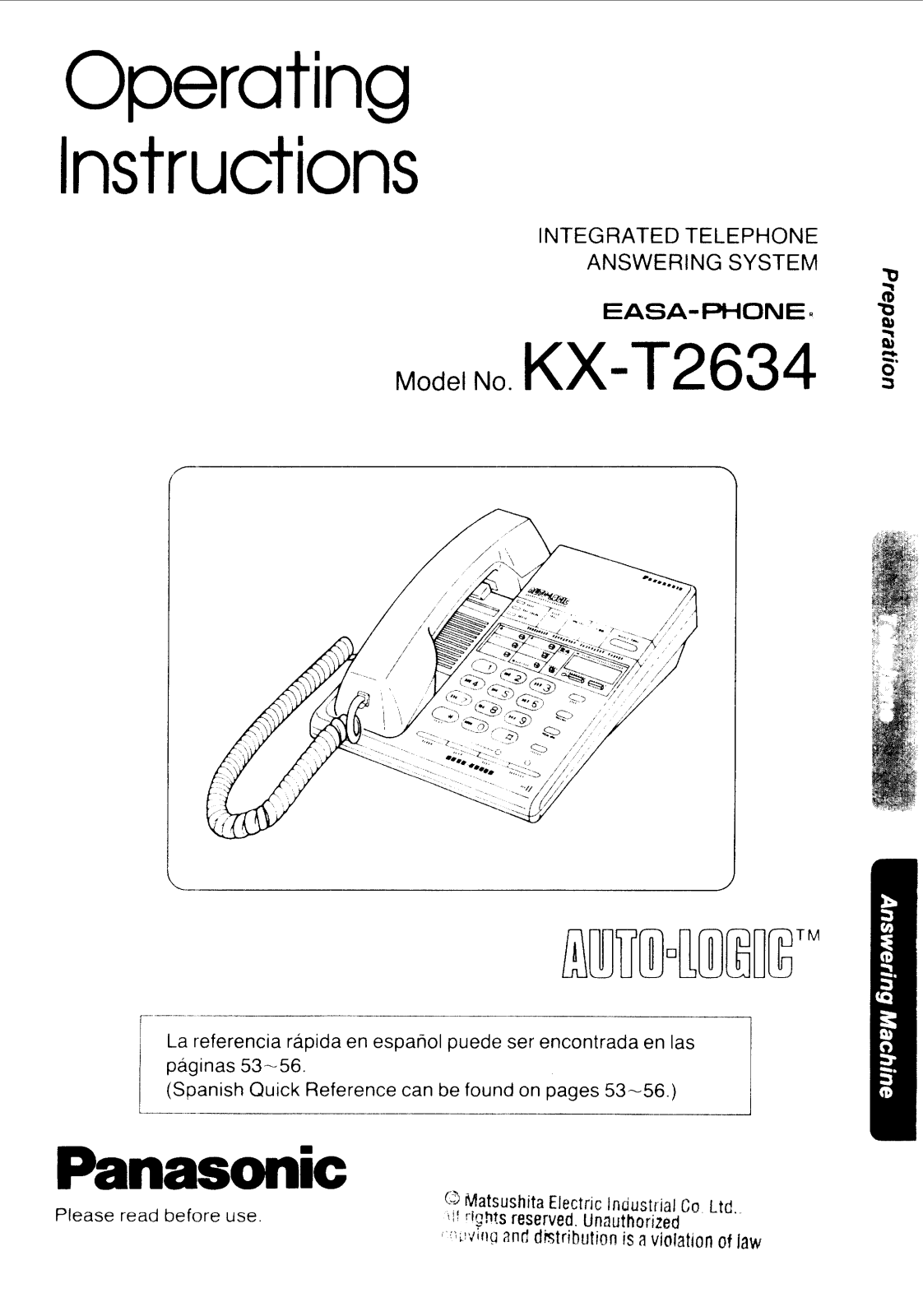 Panasonic kx-t2634 Operation Manual