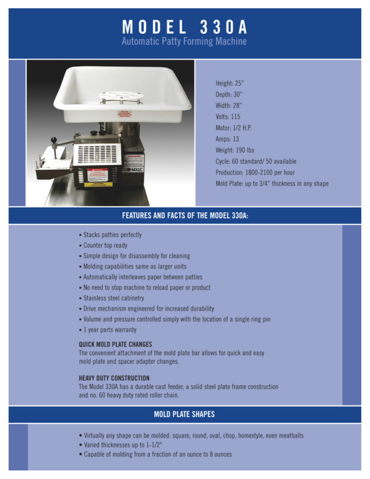 Ultrasource 330A Auto Specifications