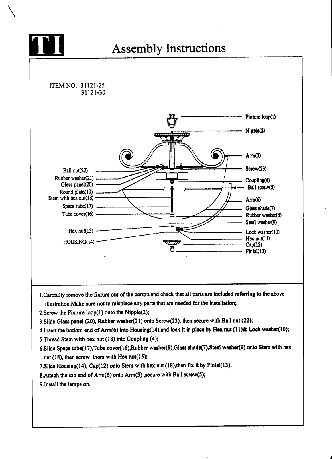 Triarch 31121-25, 31121-30 User Manual