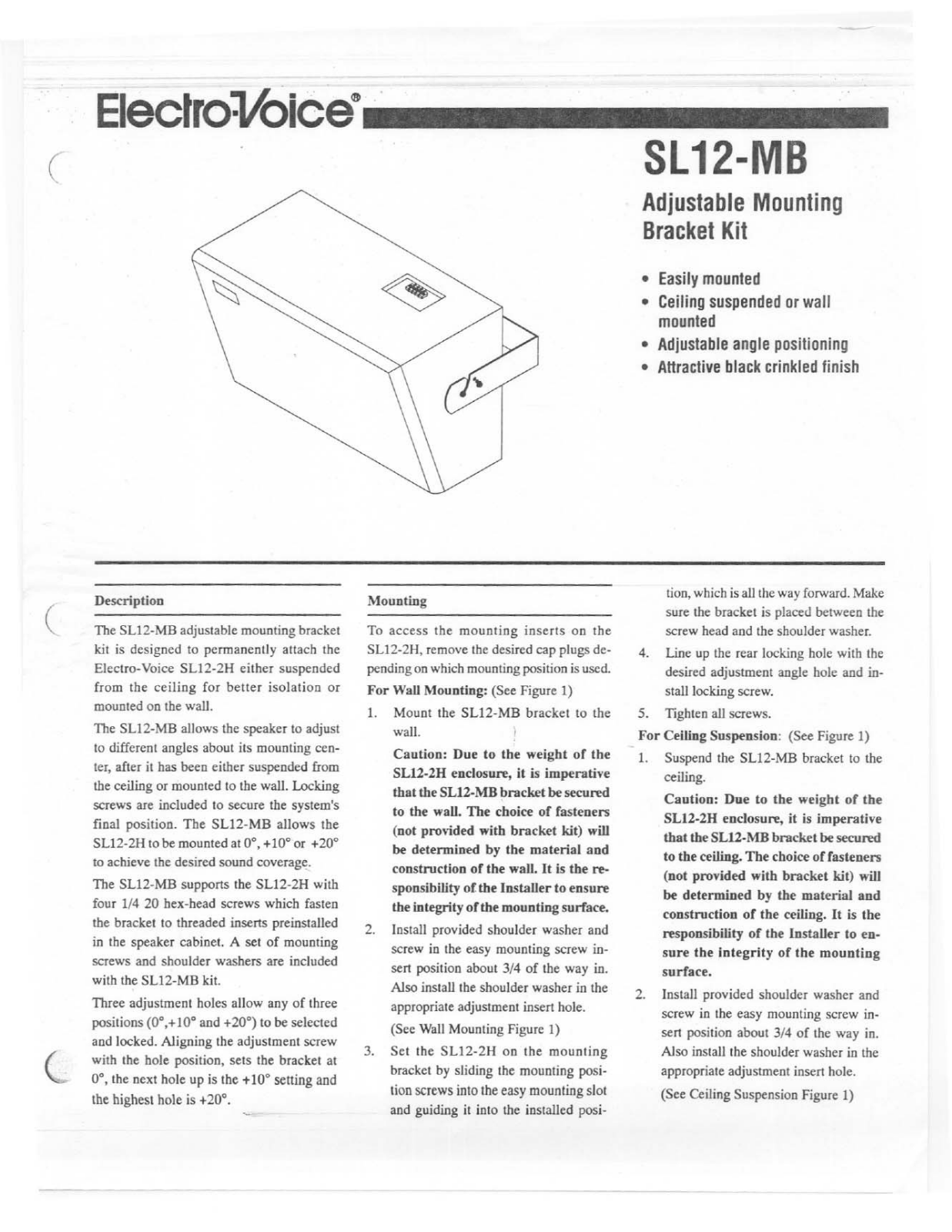 Electro-voice SL12-MB DATASHEET