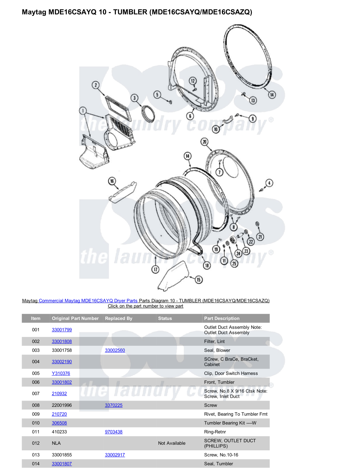 Maytag MDE16CSAYQ Parts Diagram