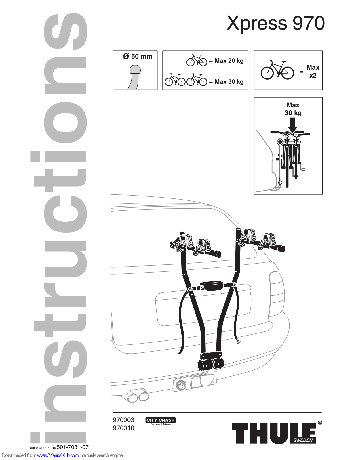 Thule 970003, 970010 Instructions Manual - ManualMachine.com