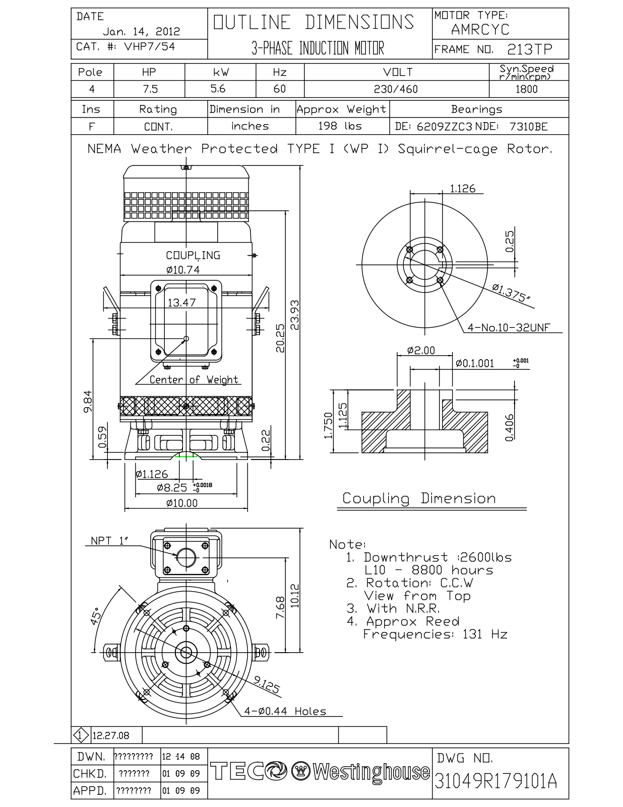 Teco VHP7/54 Reference Drawing