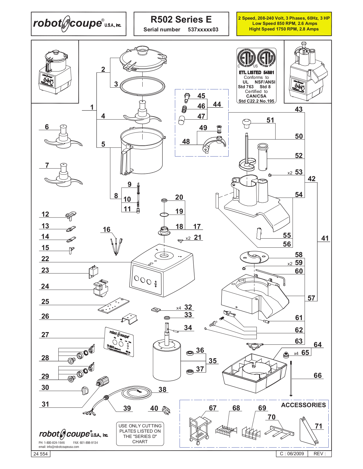 Robot Coupe R502E Parts List