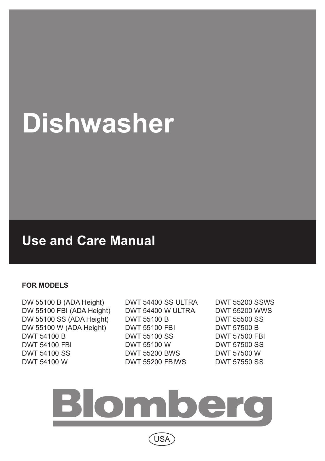 Blomberg DWT 54400 User Manual