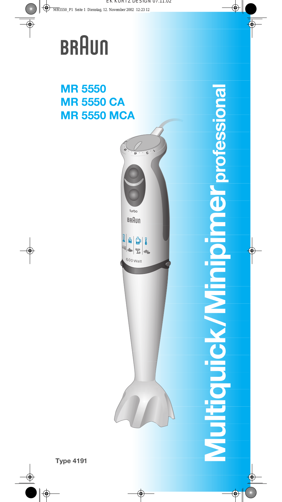 Braun MR 5550 MCA, MR 5550 User Manual