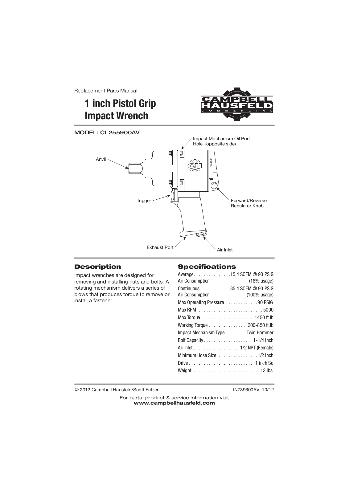 Campbell Hausfeld CL255900AV User Manual