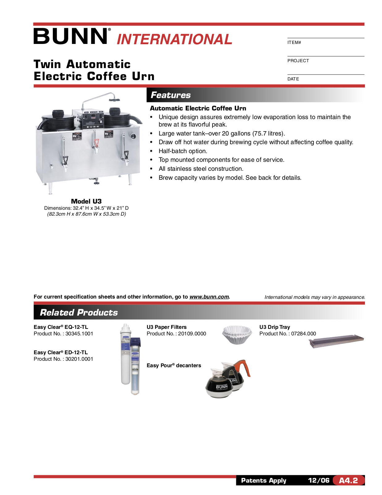 Bunn Coffee Maker U3A Service Manual