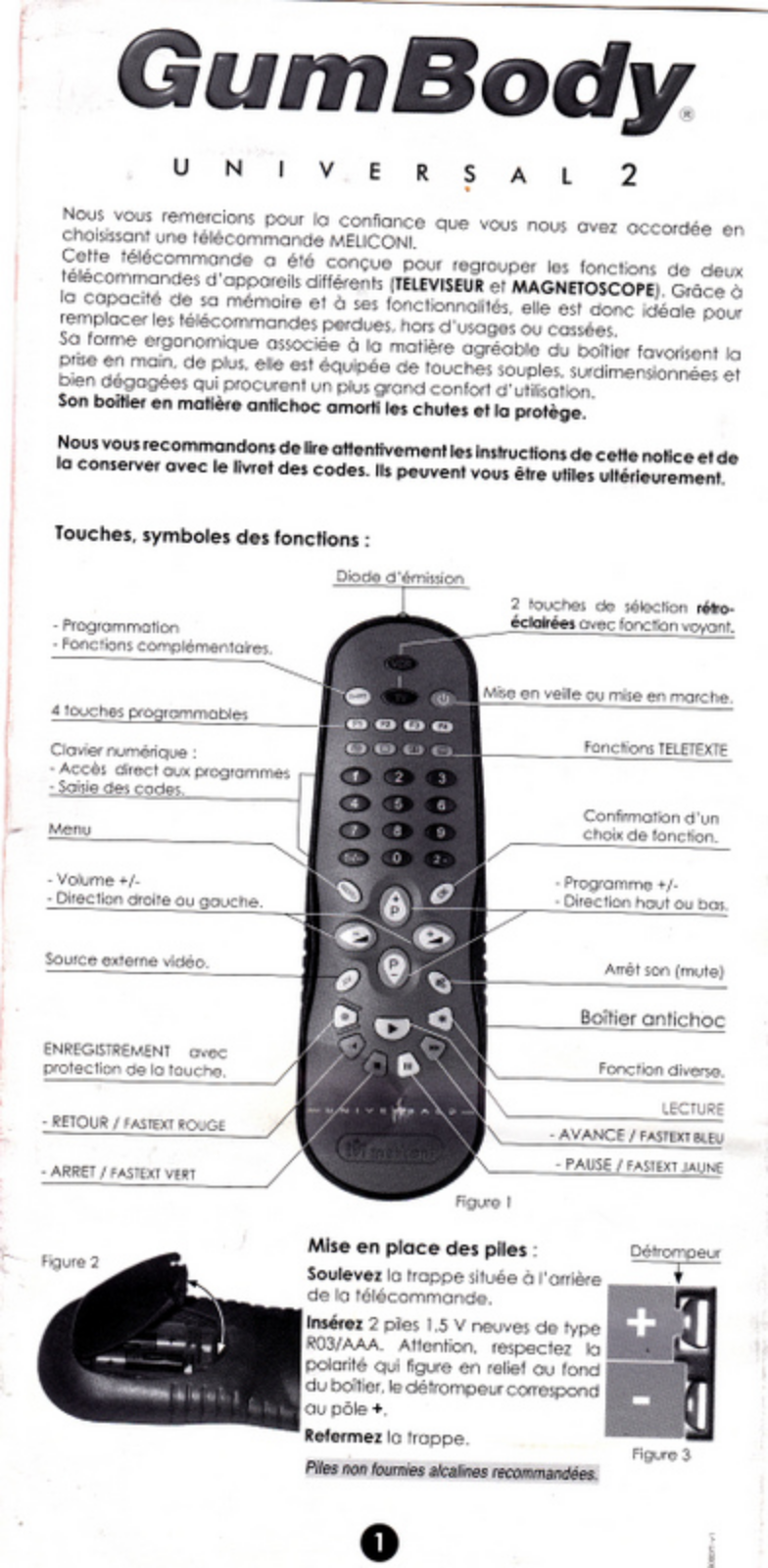 MELICONI GumBody Universal 2 in 1 User Manual