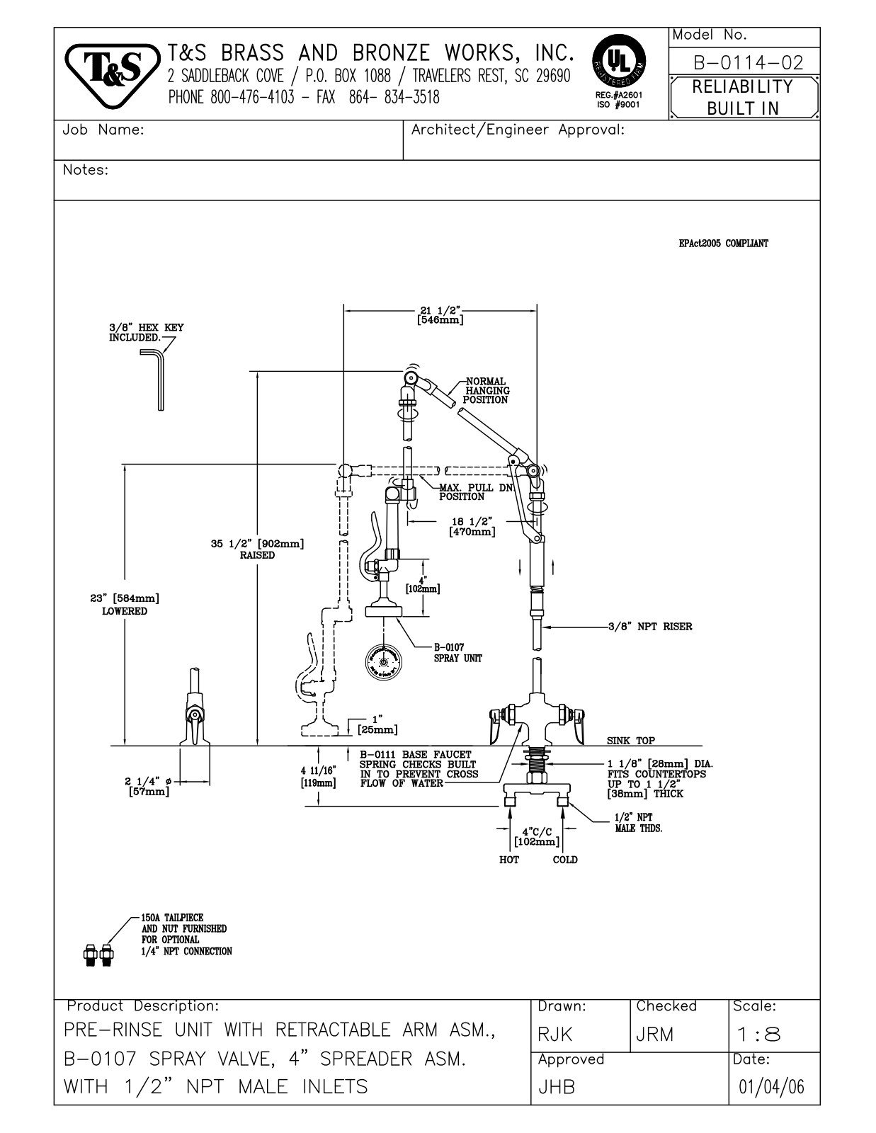 T&S Brass B-0114-02 User Manual