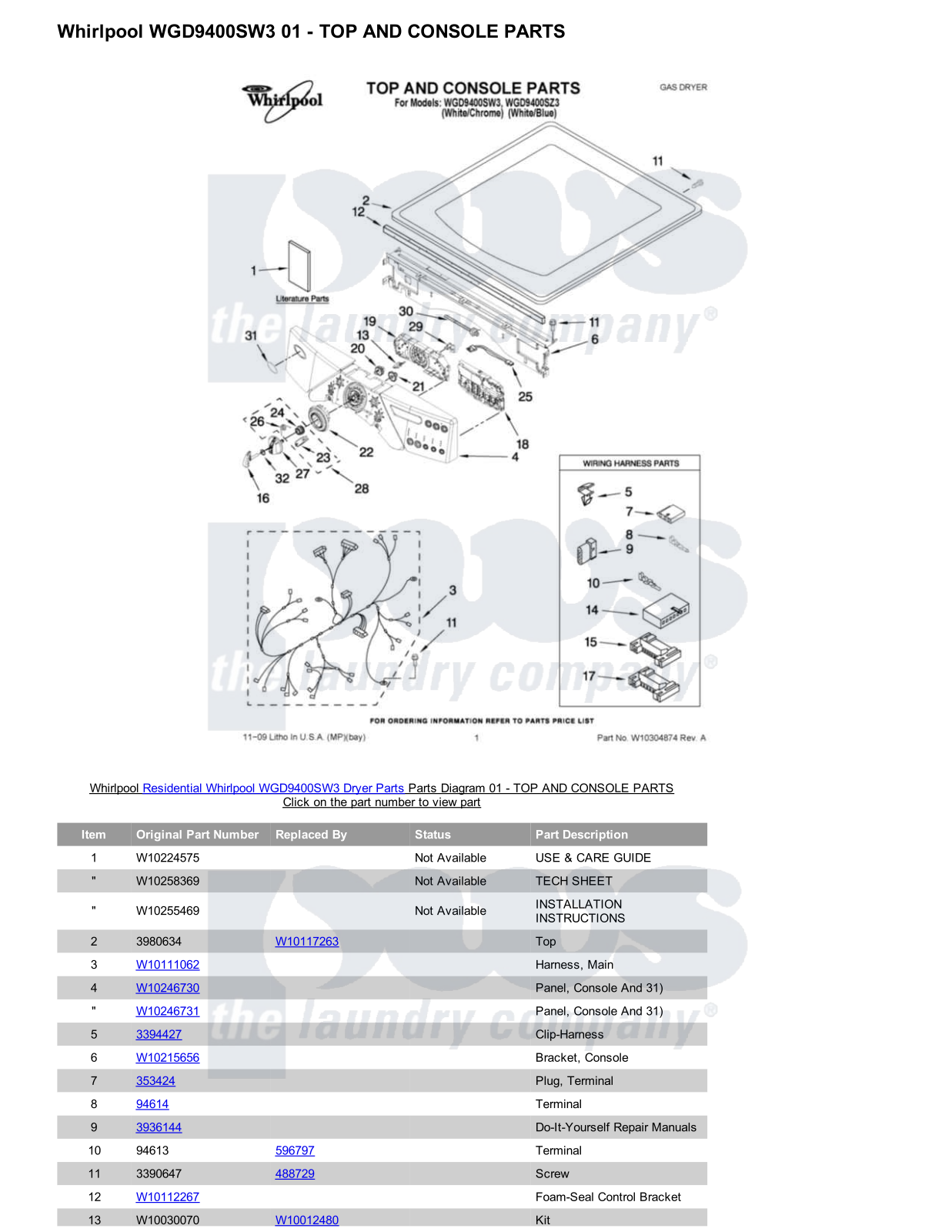 Whirlpool WGD9400SW3 Parts Diagram