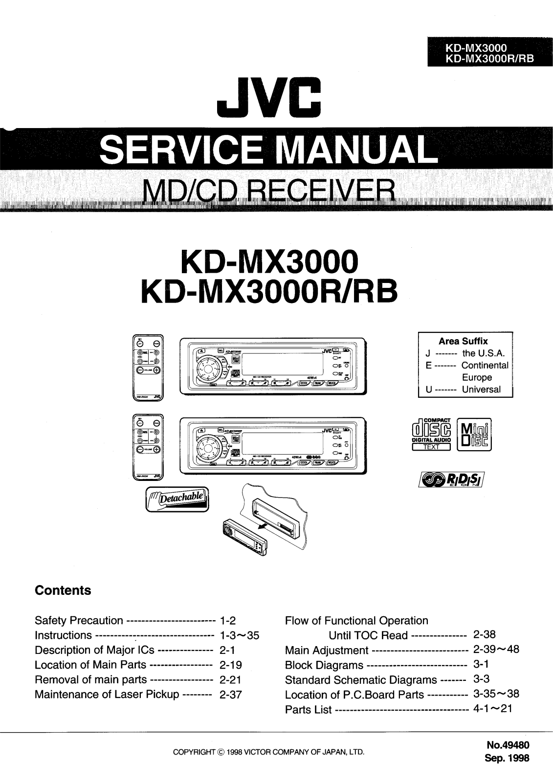 JVC KD-MX3000J, KD-MX3000RBE, KD-MX3000RE, KD-MX3000U Service Manual