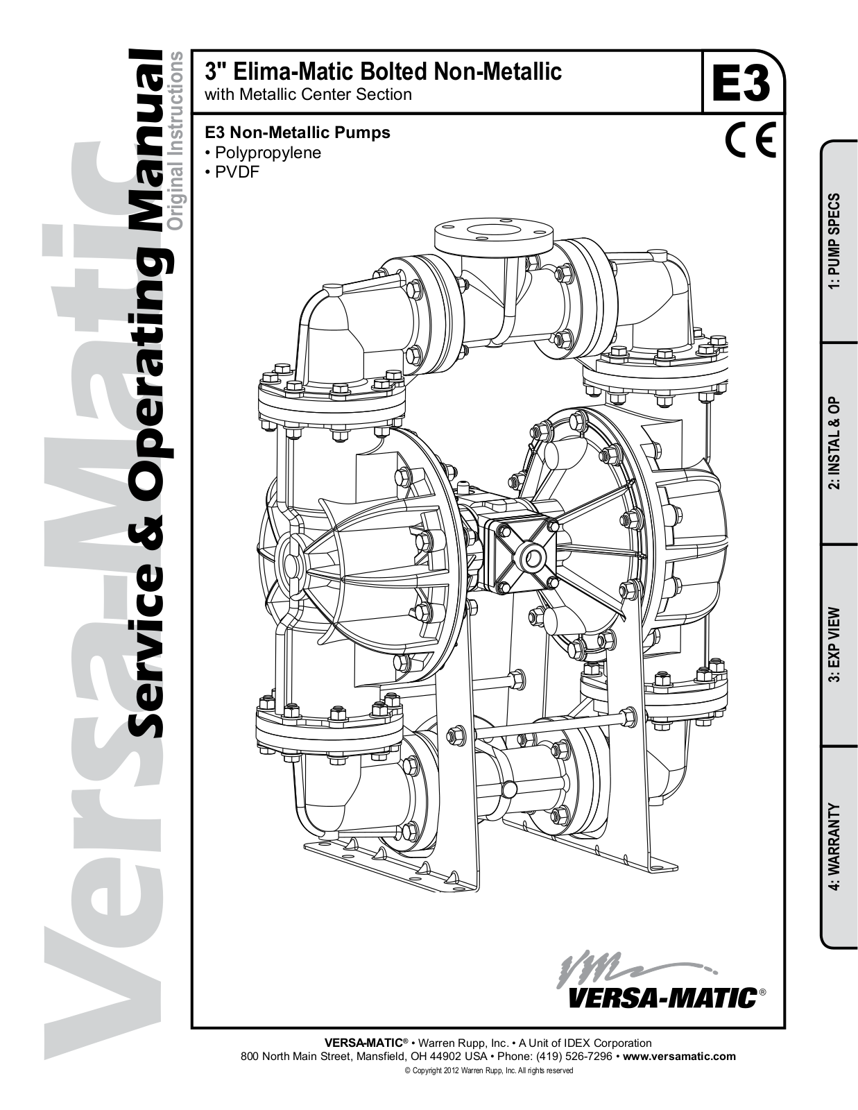 Versa-Matic 3 Elima-Matic Bolted Non-Metallic User Manual