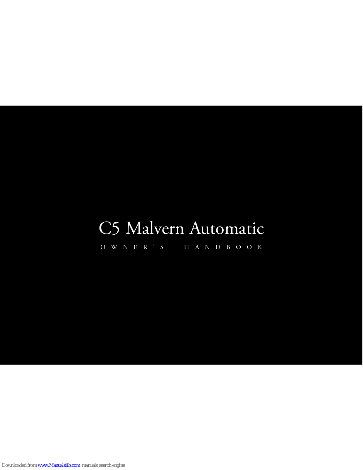 Malvern Automatic C5 Owner's Handbook Manual