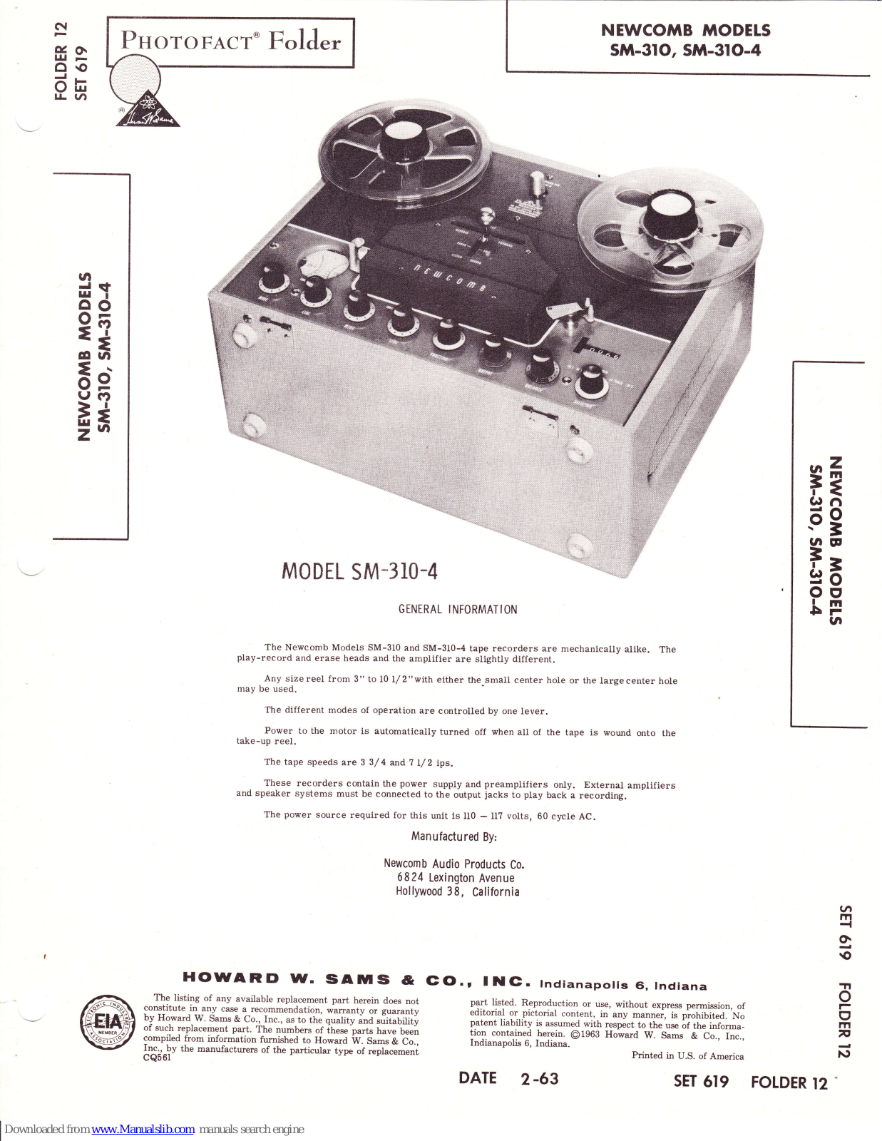 NEWCOMB SM-310-4, SM-310 Service Manual - ManualMachine.com