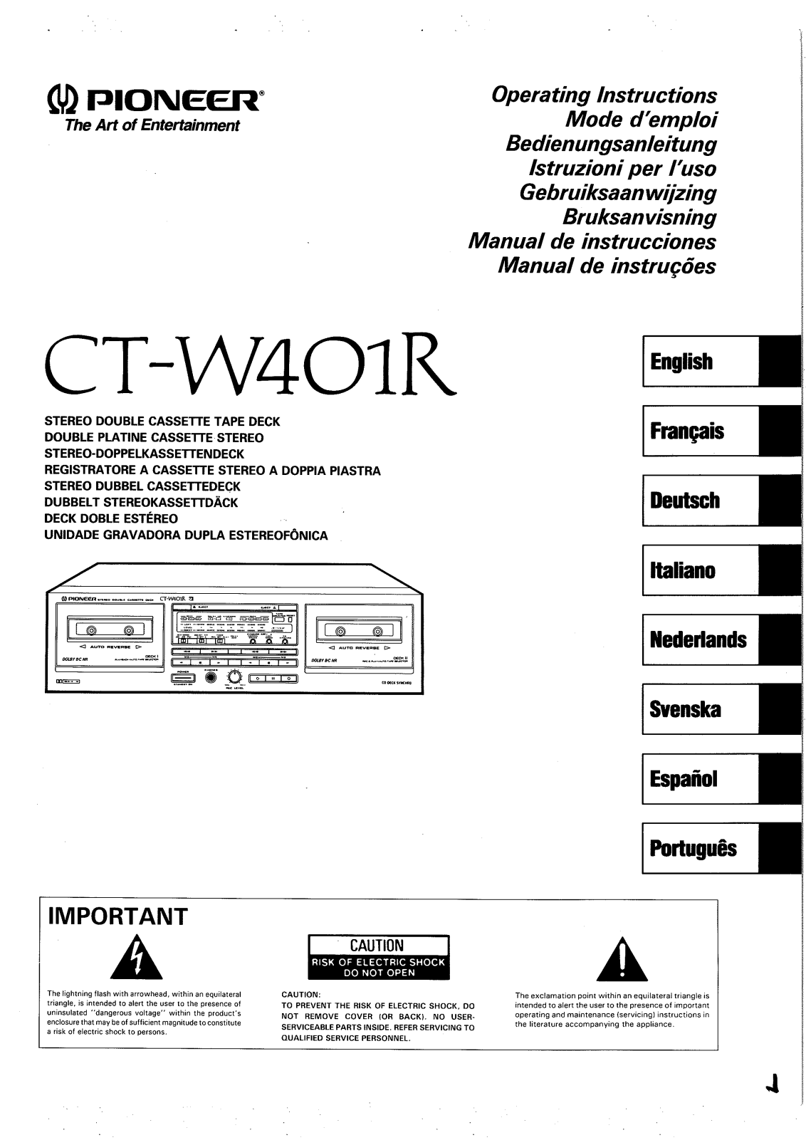 Pioneer CT-W401R User Manual