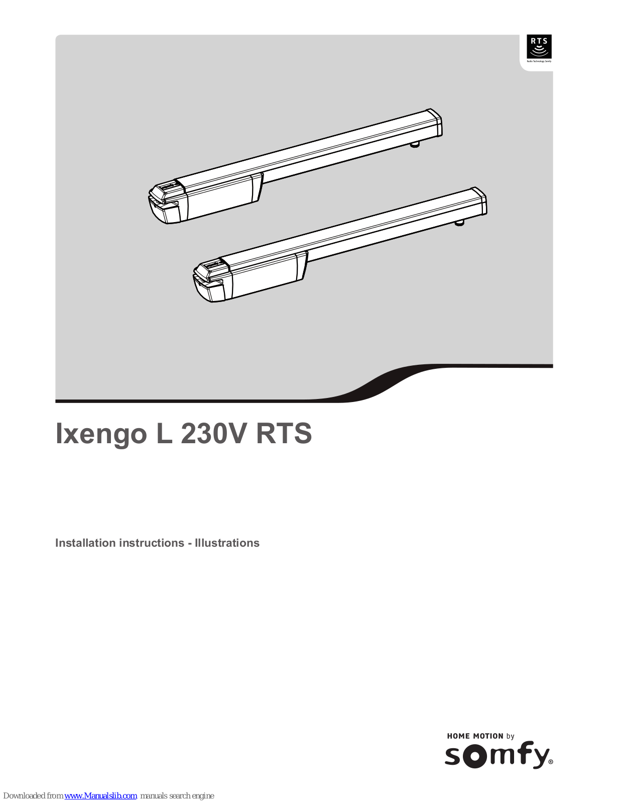 SOMFY Ixengo L 230V RTS Installation Instructions Manual