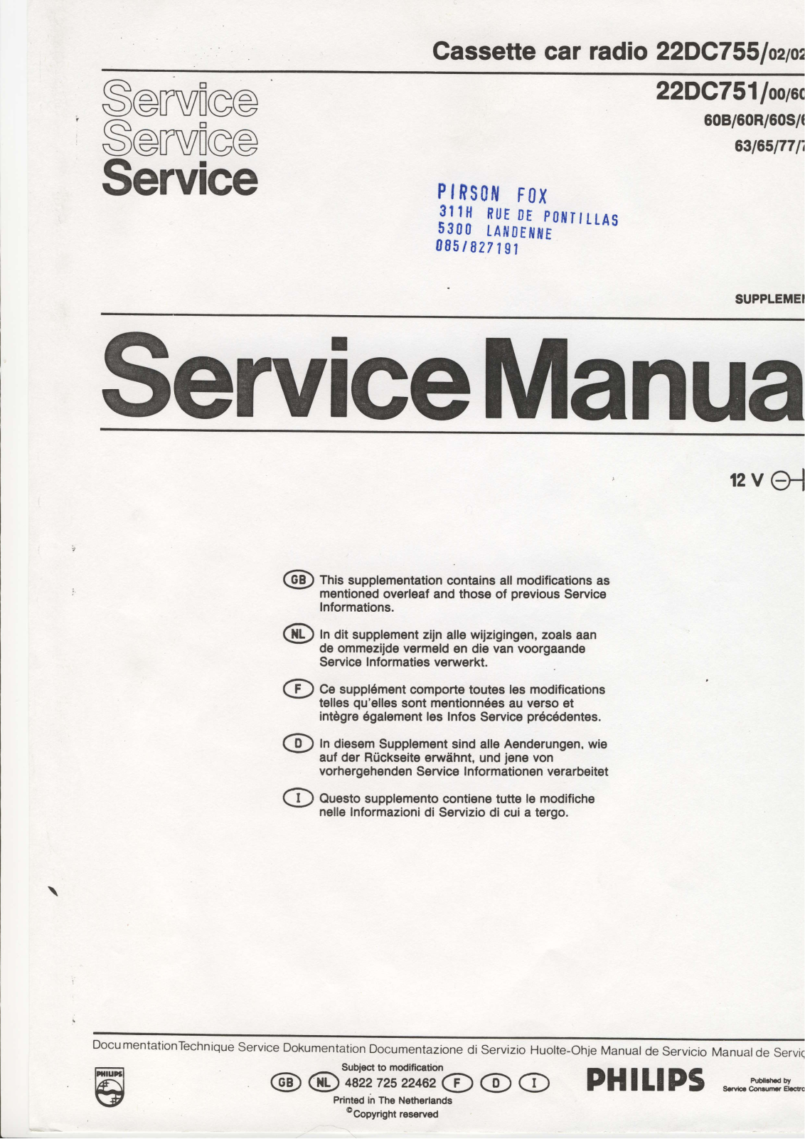 Philips DC-751, DC-755 Service manual