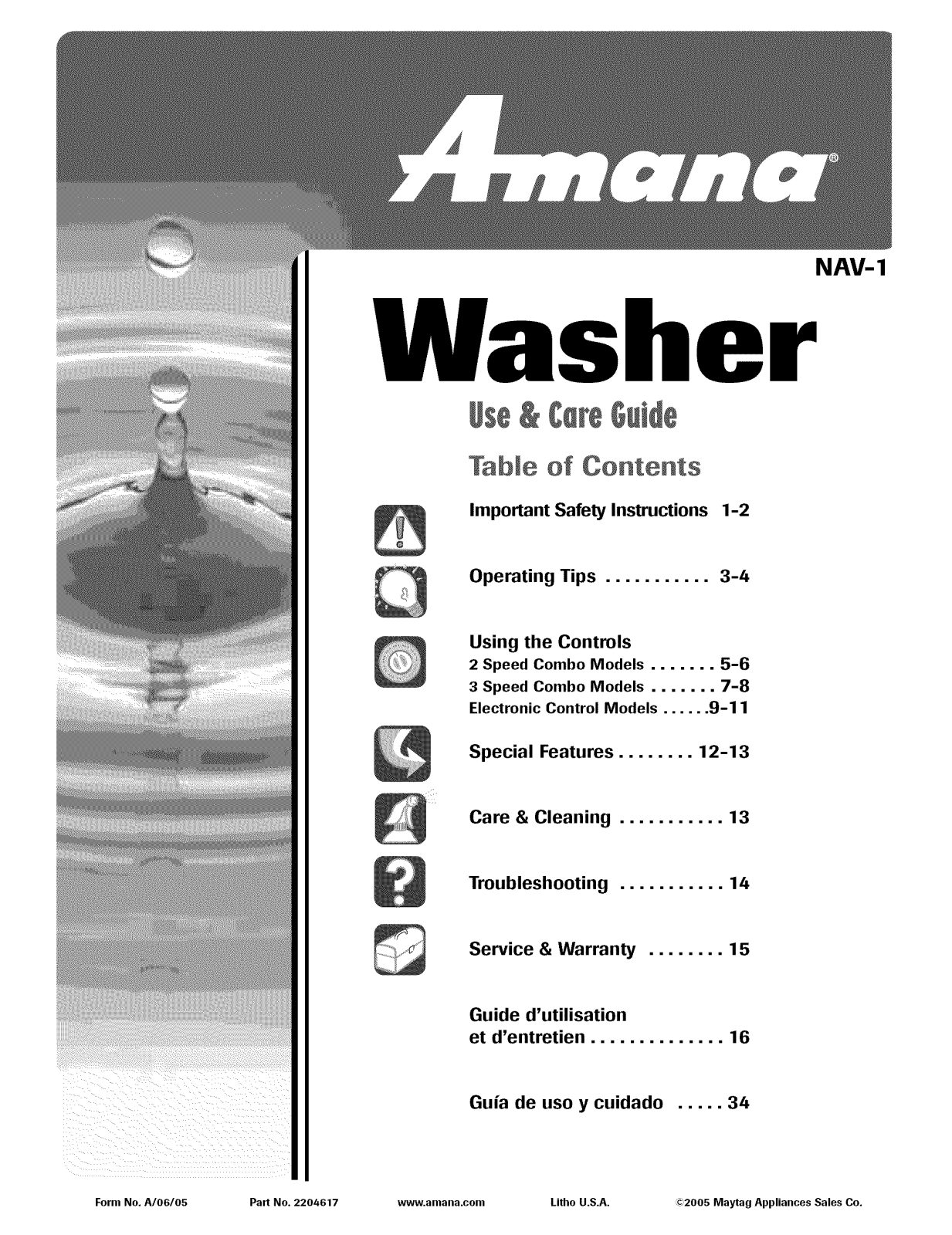 Amana NAV2335AWW, NAV5805AWW, NAV3335AWW Owner’s Manual