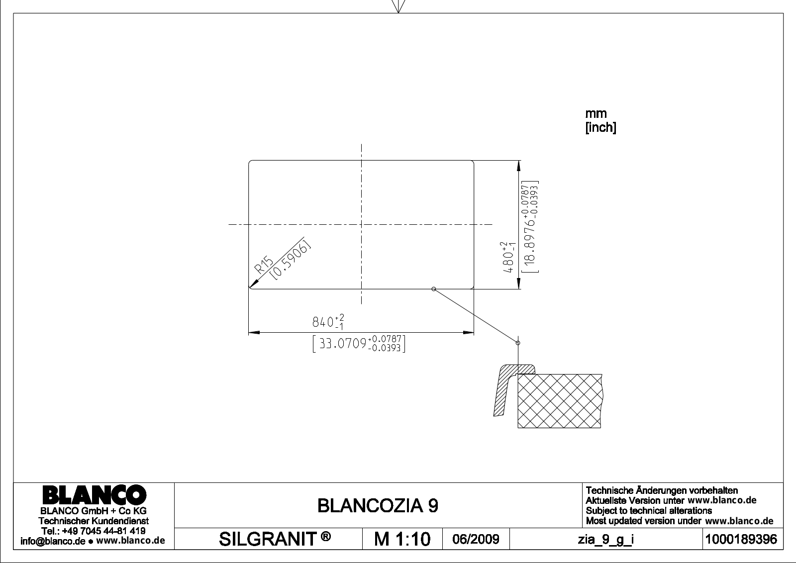 Blanco Zia 9 Technical drawing - ManualMachine.com