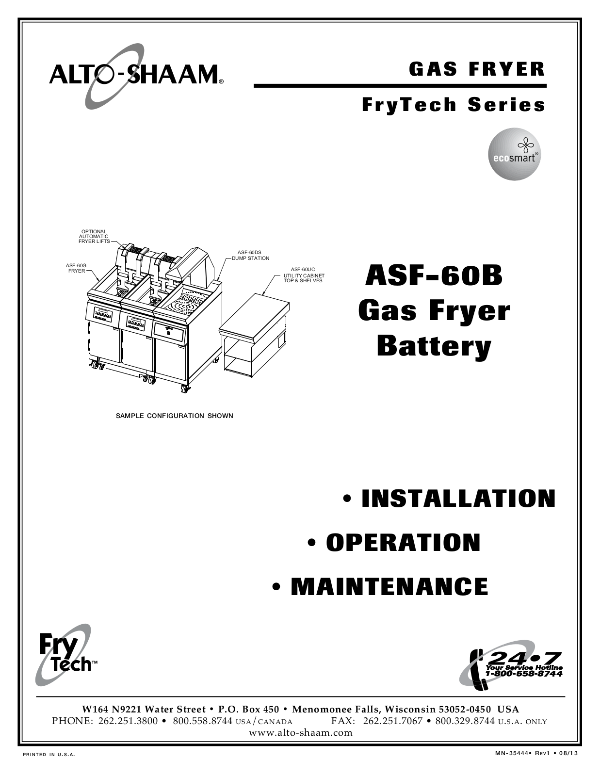 Alto Shaam ASF-60B Installation Manual