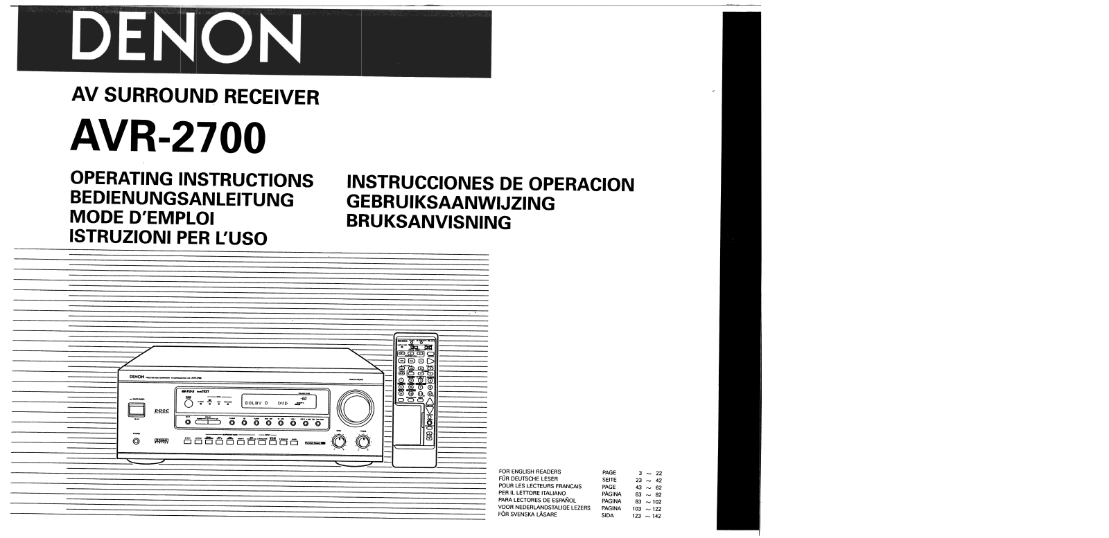 Denon AVR-2700 Operating Manual