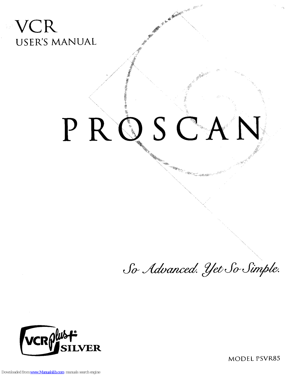 ProScan PSVR85, Plus Silver PSVR85 User Manual - ManualMachine.com