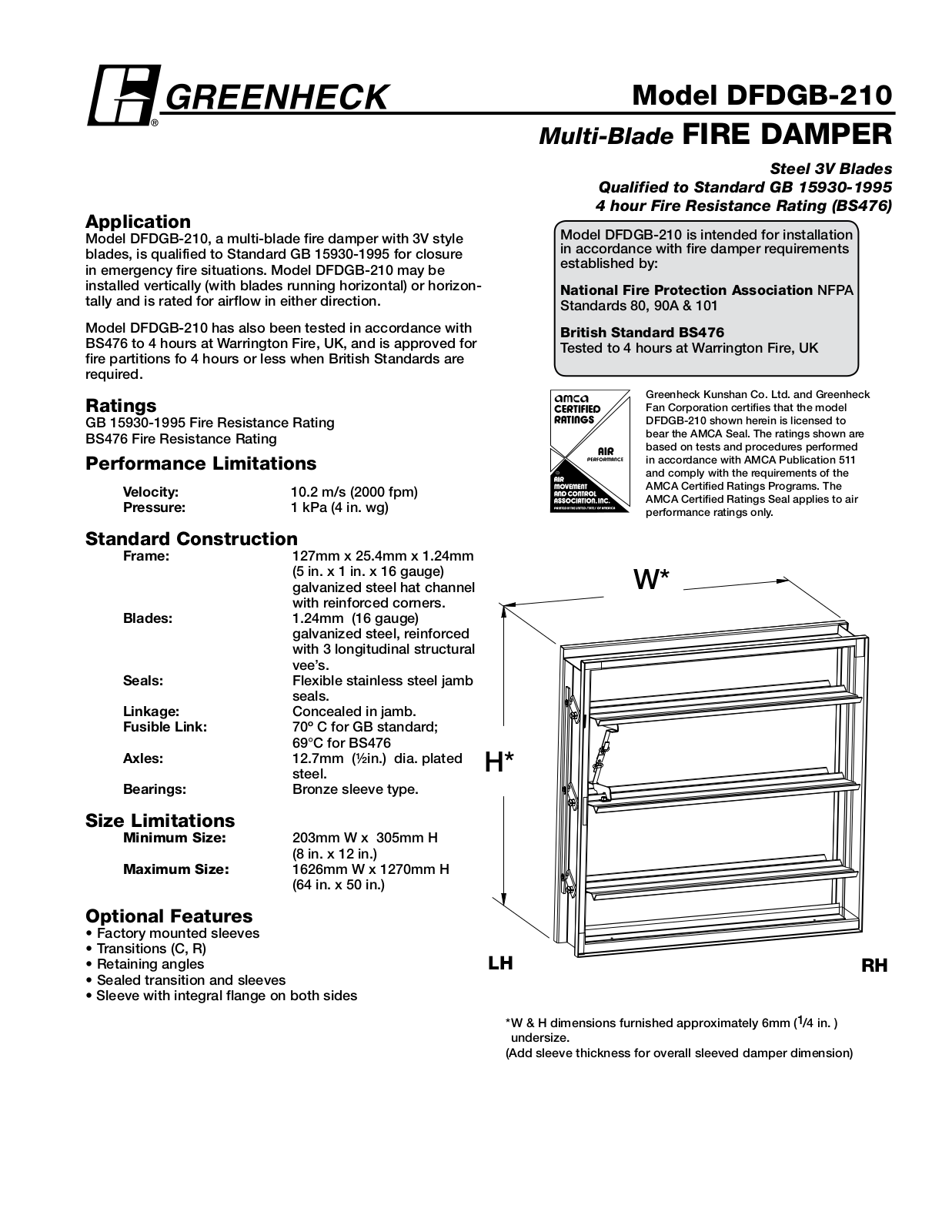 Greenheck DFDGB-210 User Manual