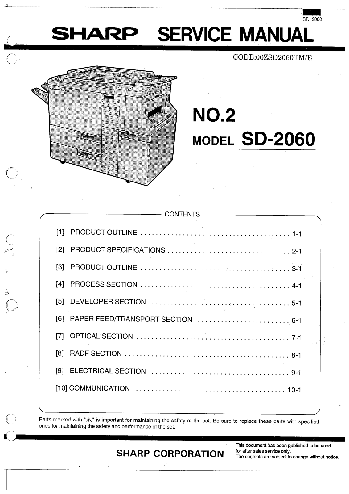 Sharp SD 2060 Service Manual