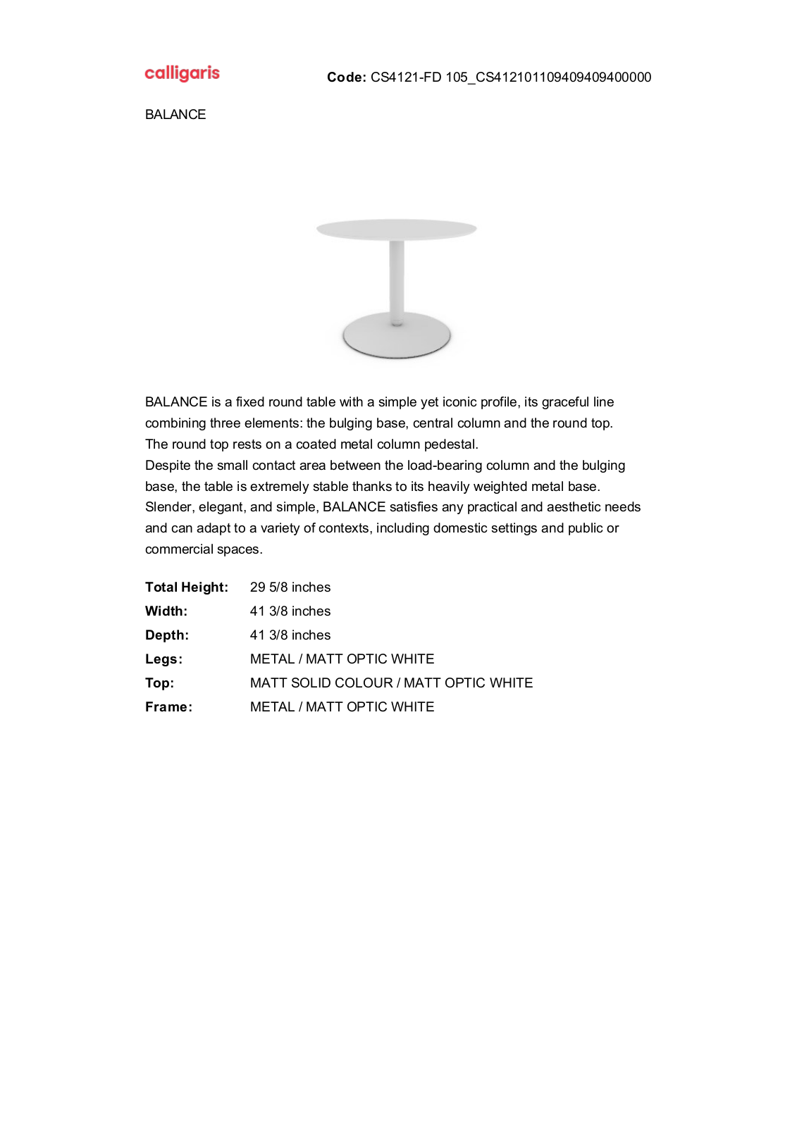 Calligaris GN10059 Specifications - ManualMachine.com