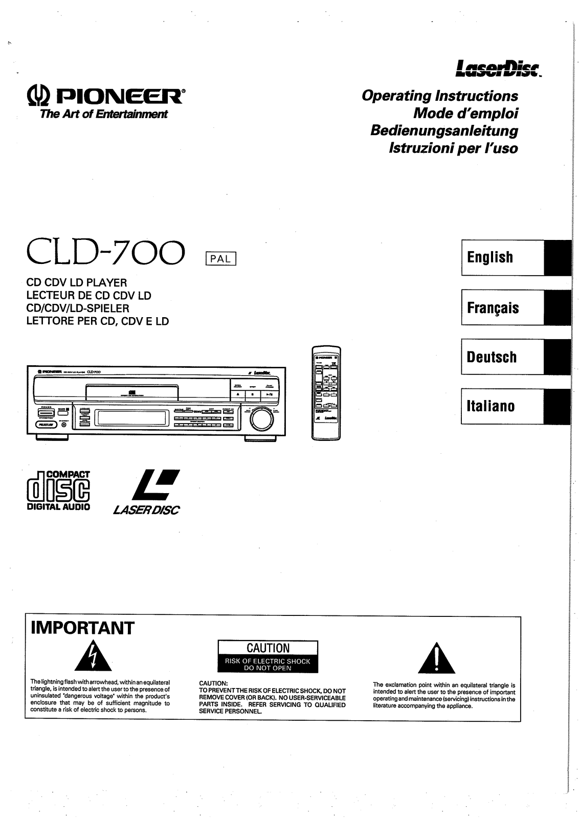 Pioneer CLD-700 User Manual