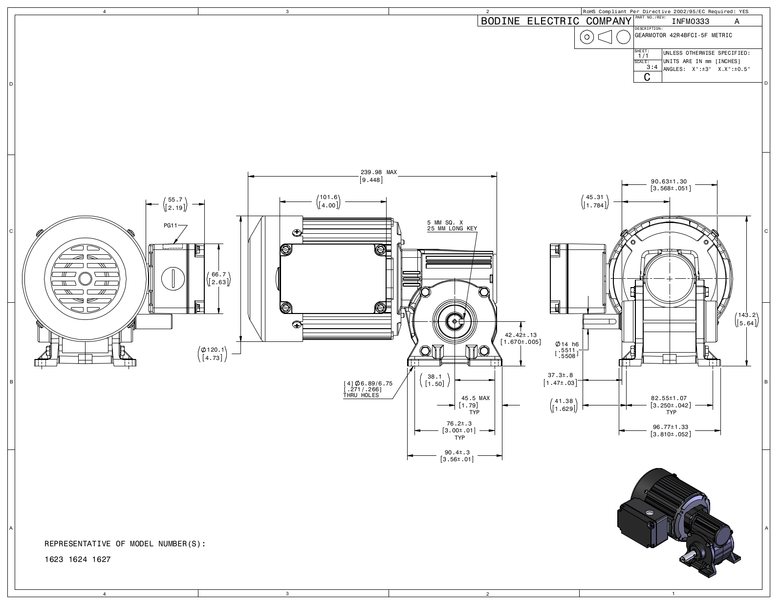 Bodine 1623, 1624, 1627 Reference Drawing