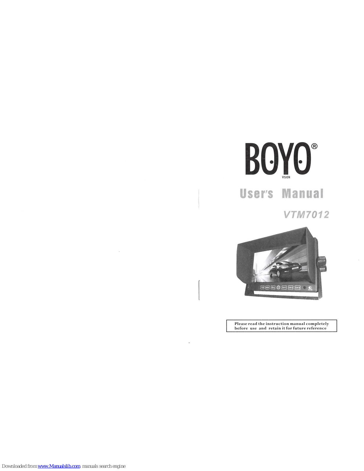 Boyo VTM7012 User Manual - ManualMachine.com