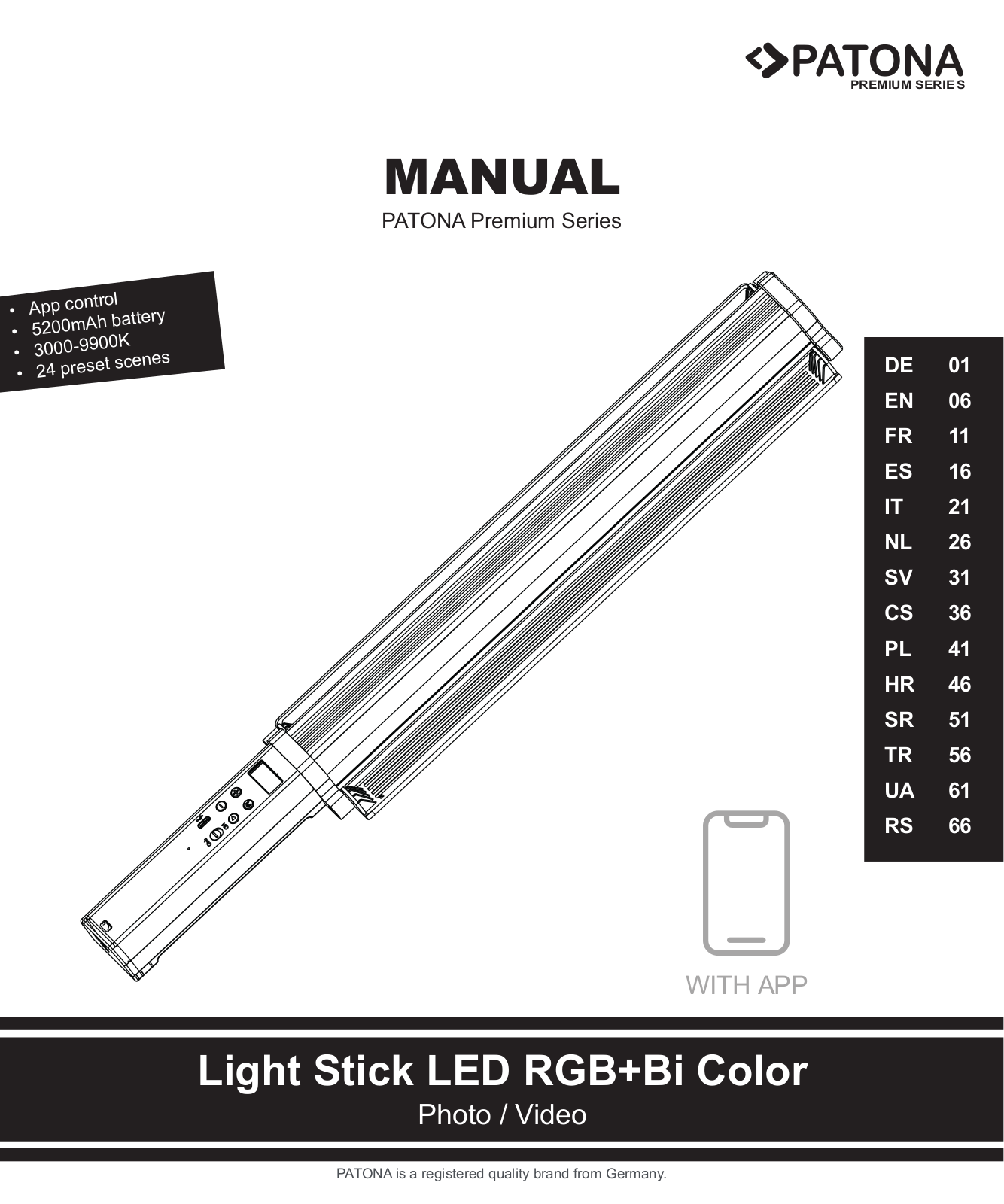 PATONA Light Stick LED RGB+Bi Color, 4280 User guide - ManualMachine.com