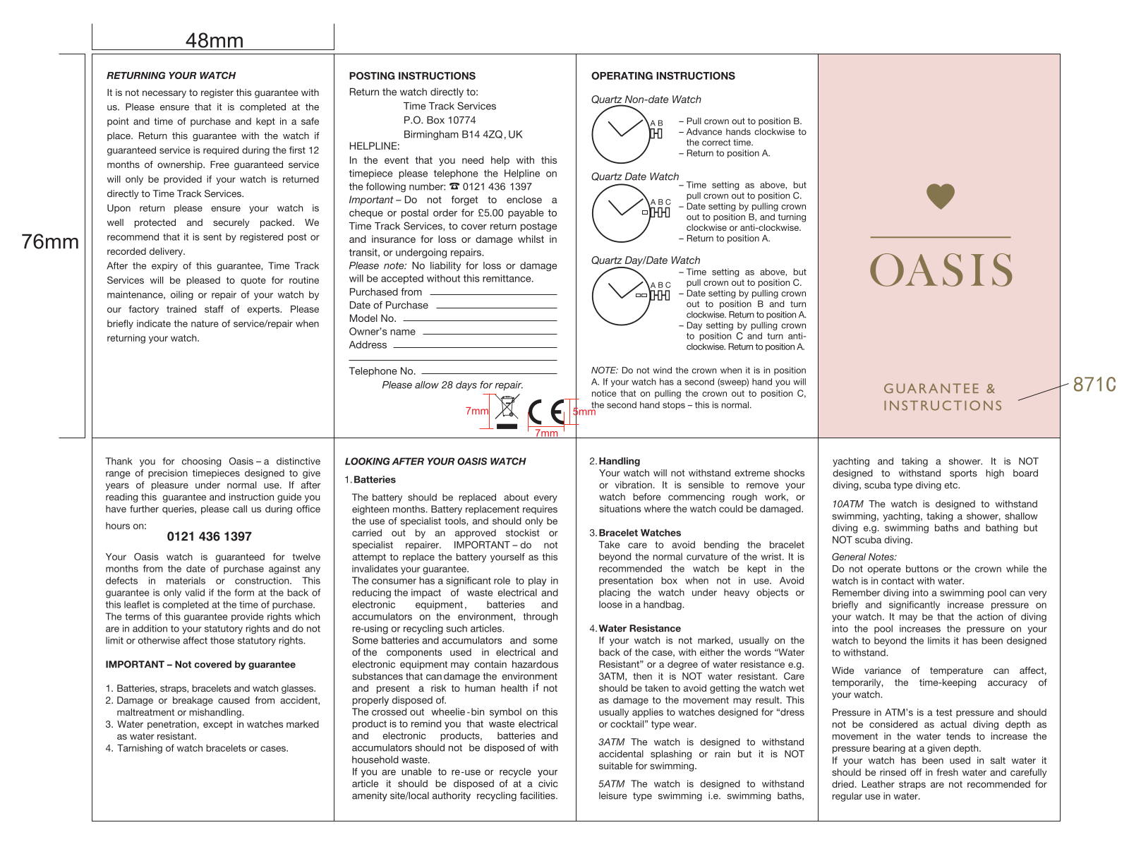 Oasis B1342, B1343, B1363, B1389, B1390 Instruction manual