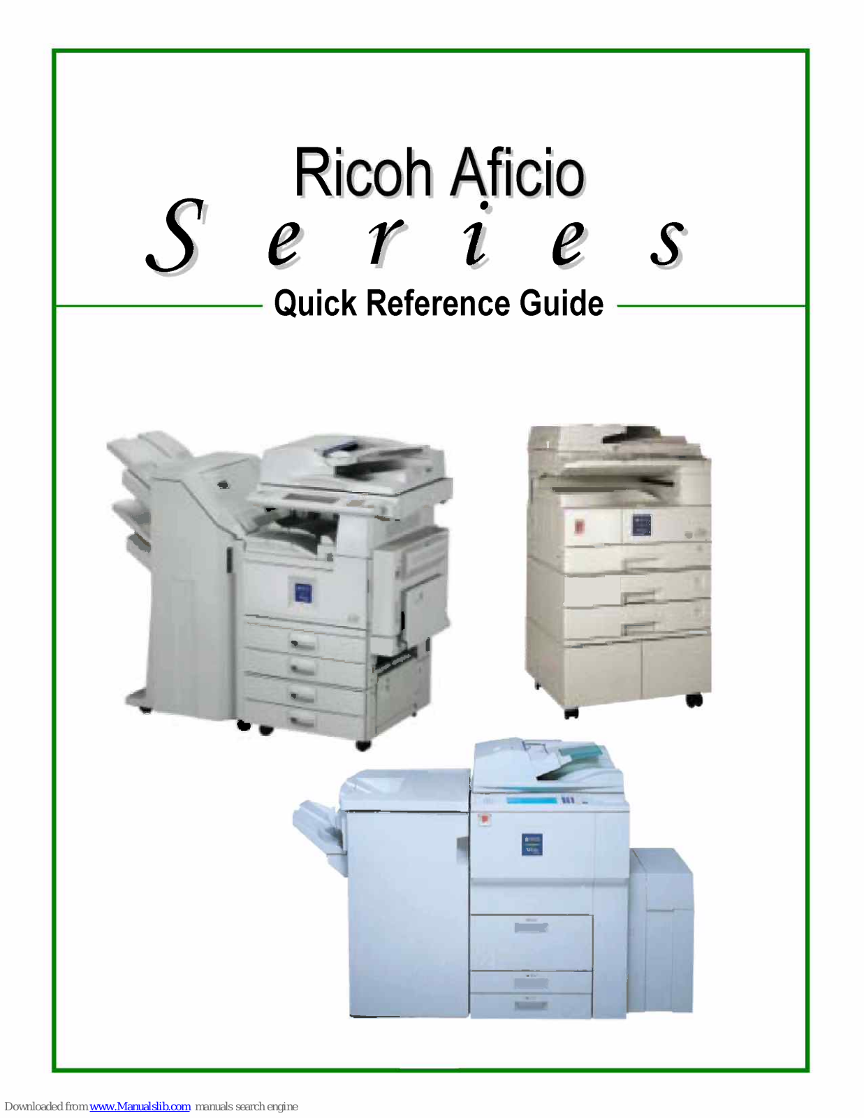 Ricoh MP2000SPF - Aficio MP B/W Laser, Aficio SERIES Quick Reference Manual