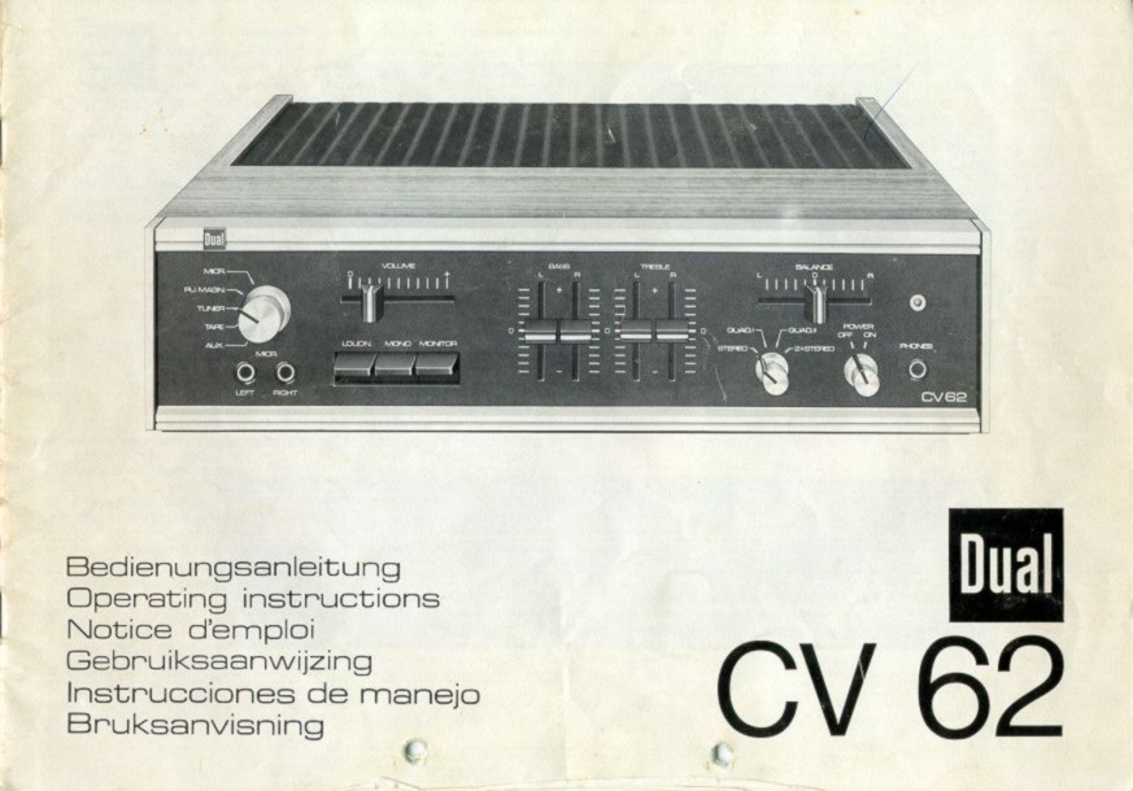 Dual CV-62 Owners Manual