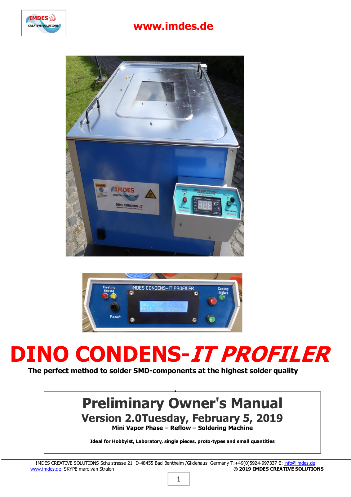 Imdes DINO-CONDENS-IT Owner's Manual