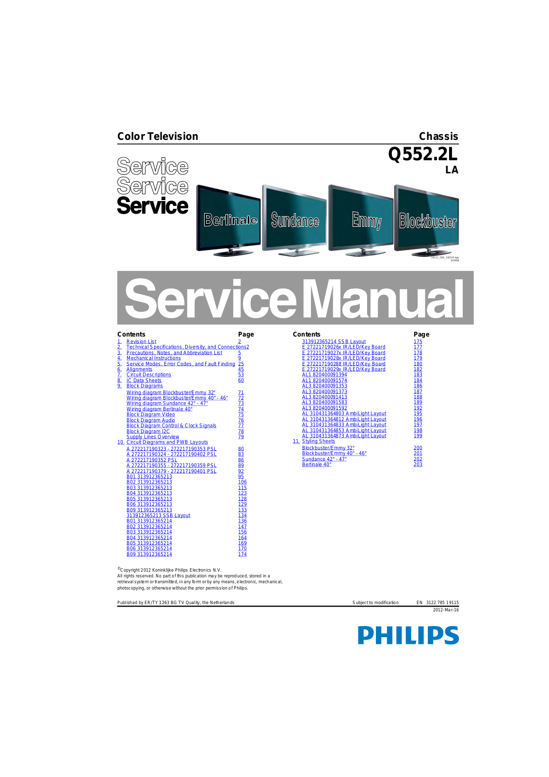 Philips Q552.2L LA Service Manual
