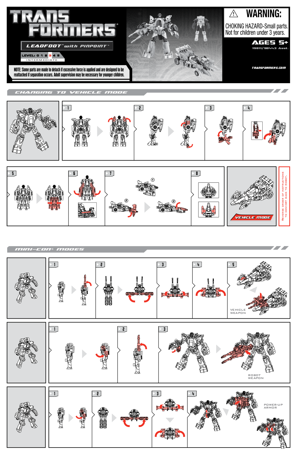 HASBRO Transformers Leadfoot with Pinpoint User Manual