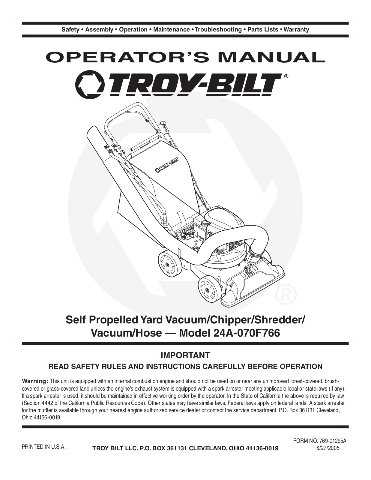 Troy-Bilt 24A-070F768 User Manual