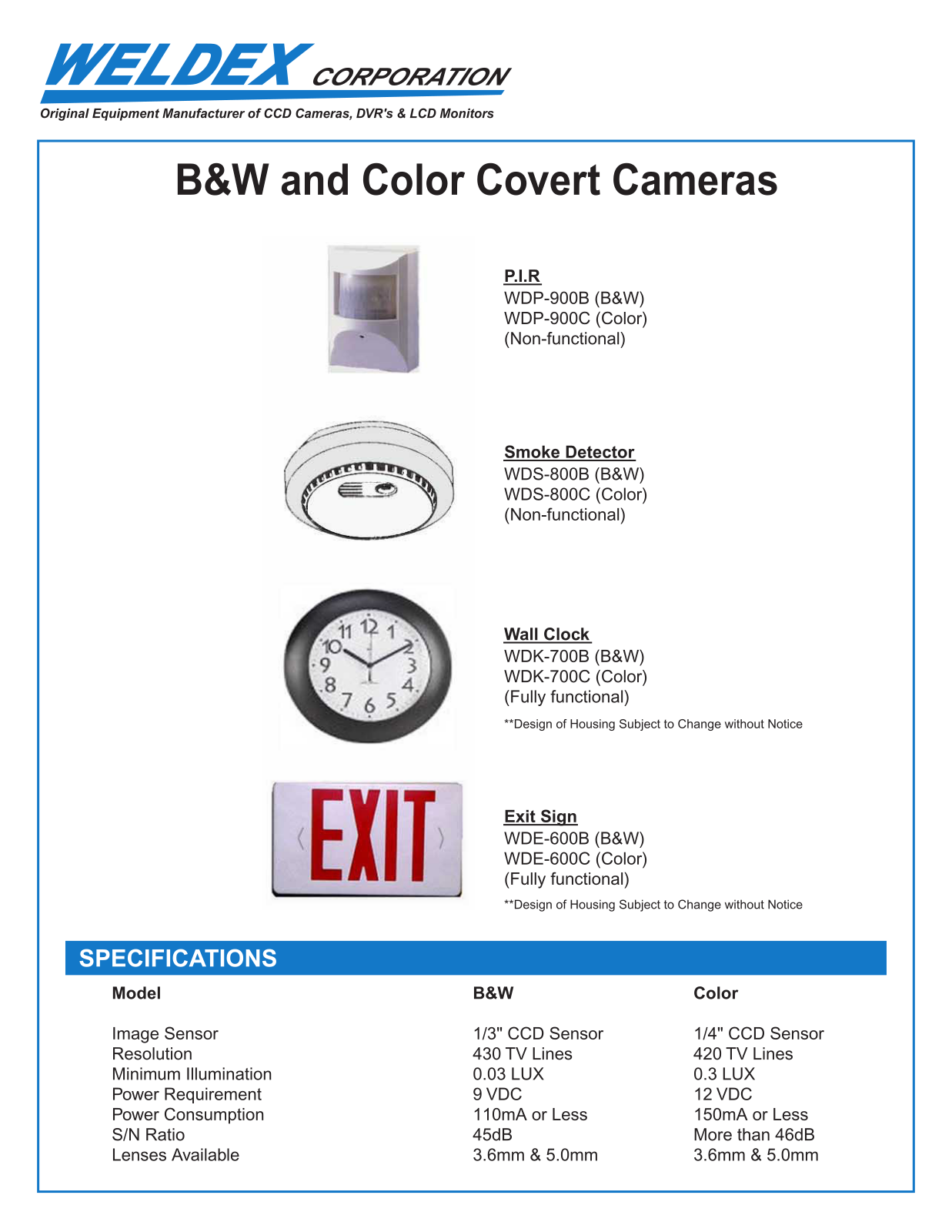 Weldex WDP-900C, WDE-600C, WDK-700C, WDS-800C Specsheet